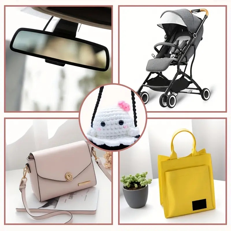 Cross-border New Cute Ghost Doll Halloween Hanging Accessories Car Rearview Mirror Hanging Accessories Handmade Crochet Hanging Accessories