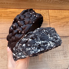 碎花印花蓬松编织宽发箍波点头饰简约头箍发卡复古高颅顶发饰