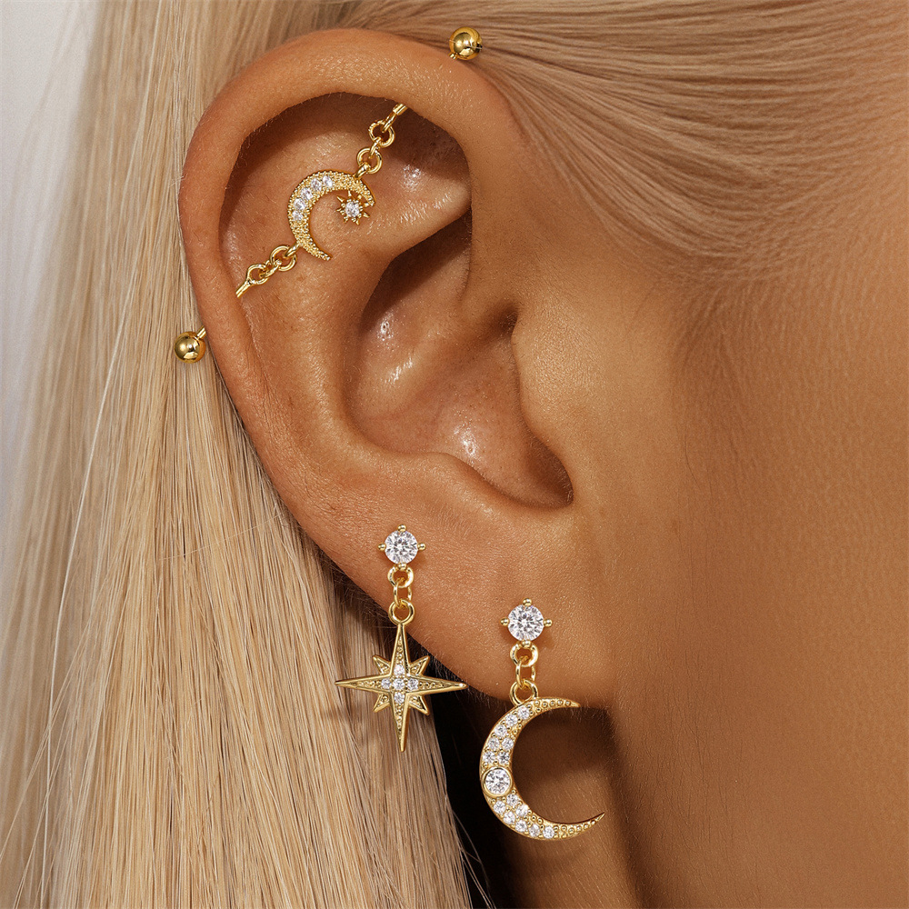 3g Weight Zircon Inlay Material Ear Studs Classification Ear Cartilage Rings & Studs Piercing Type 1 Piece Quantity Daily, Festival Occasion 925 Sterling Silver Material Geometric Pattern Unisex Gender Inlay Design Simple Style Style 1 Piece 925 Sterling Silver Zircon Geometric Ear Studs 7