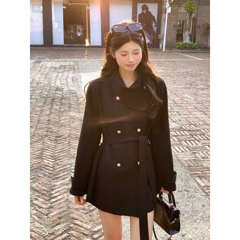 高智千金感早春系带收腰中长款风衣卡其色外套女巨好看长款大衣