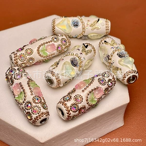 Nepal inlaid series handmade barrel beads diy accessories handmade loose beads spacer beads Buddha necklace accessories