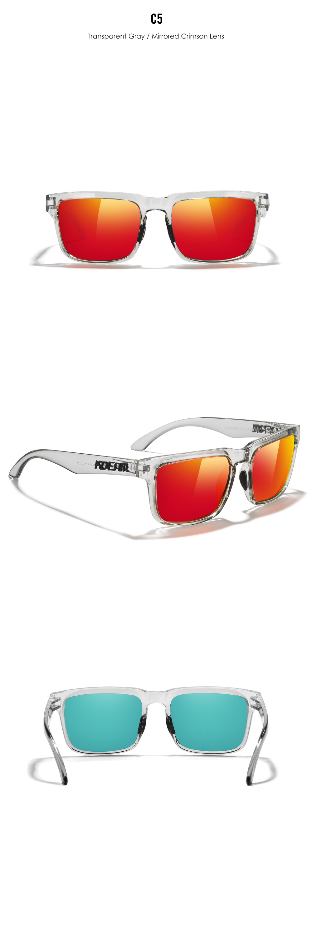 Casual Color Block Tac Square Full Frame Sports Sunglasses display picture 17