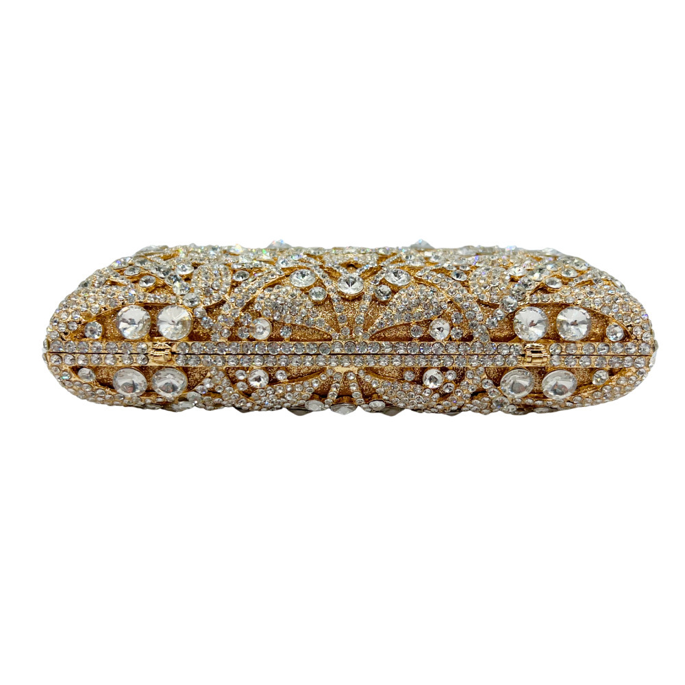 Fuente transfronteriza bolsas de cena de diamantes huecadas bolsas de cena de diamantes Europeos y americanos vestidos de banquete bolsas de mano cadena gris