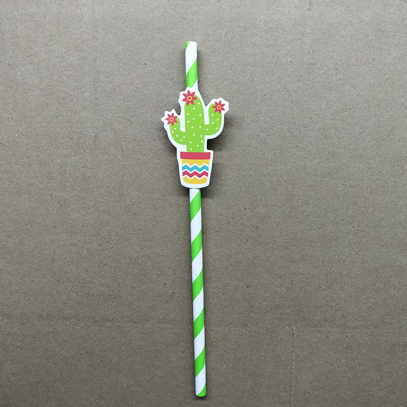 Pajitas de papel, tarjetas de cactus, pajitas decorativas, postres degradables desechables, pasteles, cócteles, fiestas, pajitas de papel