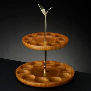 Household Bamboo 10 Pot 10 Cup Golden Branches and Jade Leaves Cup Holder Crystal White Wine Cup Holder Double-Layer Small Wine Cup Storage Rack