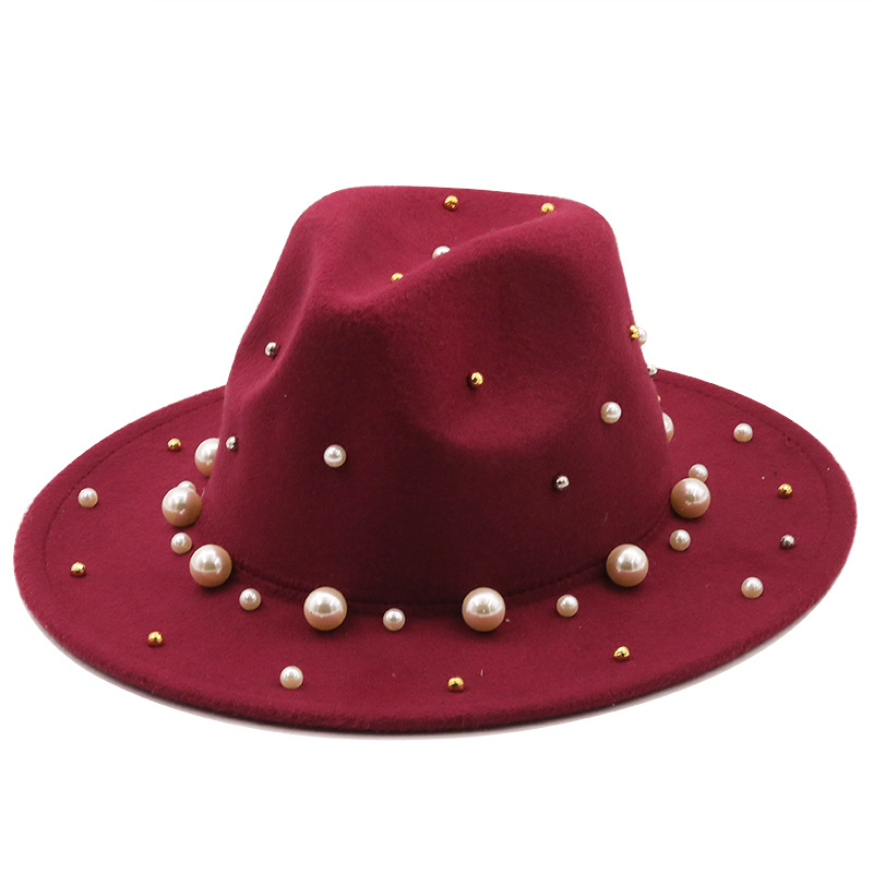 40g Weight Housewarming, Anniversary, Business, Wedding, Birthday, Festival Occasion Solid Color Pattern Unisex Gender Basic Style Royal Blue, White, Red, Camel, Black Color Retro Woolen Jazz Big Brim Top Hat 11