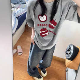 2025夏季新款纯棉短袖T恤女设计感小众宽松oversize美式半袖上衣