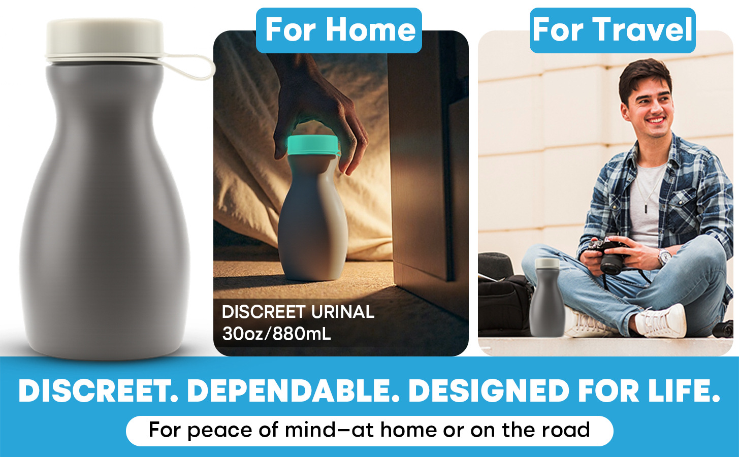 Cross-border silicone men's urinal, 30 ounces, spill-proof men's urine bottle, durable and portable for men's car use