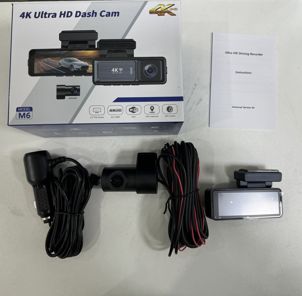 Cross-Border Hot-Selling 4K Dash Cam with Dual Front and Rear Recording, 3.2inch Wifi Mobile Phone Connectivity, and Gps Car Recorder
