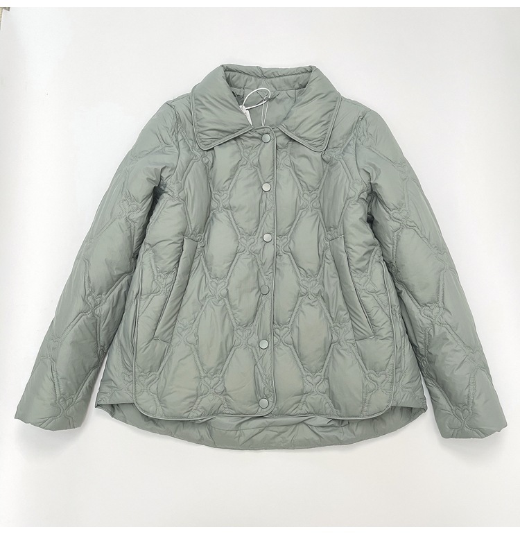 Transfronterizos TikTok chaqueta de plumón ligera con solapa corta, chaqueta de abrigo de abrigo caliente de moda casual de estilo pequeño