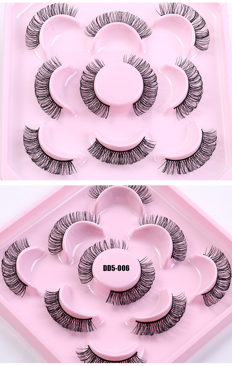 New 5-pair Russian roll DD curved holiday naturally curled and thick synthetic fiber eyelashes_voghion.com