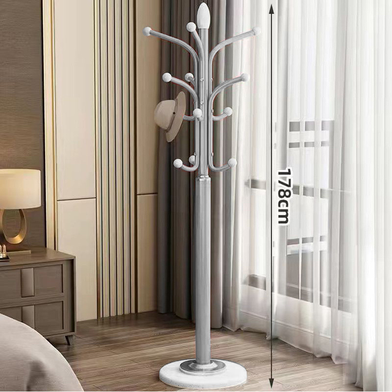 Percha de gorras, percha de ropa de piso, percha de ropa de lujo ligera, estante de ropa simple, estante de bolsa vertical de una sola varilla para la sala de estar doméstica