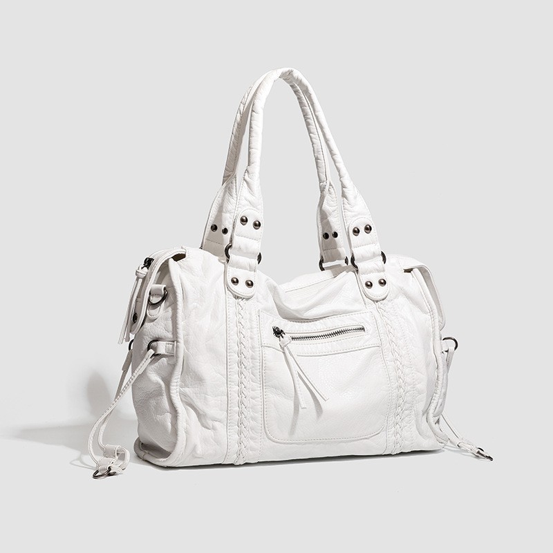 Hot Selling French Vintage Motorcycle Bag, Shoulder Crossbody Tote Bag, Large Capacity Women's Washed Bag - Thumbnail 6