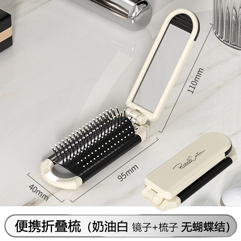 Pequeño peine portátil plegable peine airbag cojín de aire peine de las mujeres especial de masaje de pelo espejo peine integrado