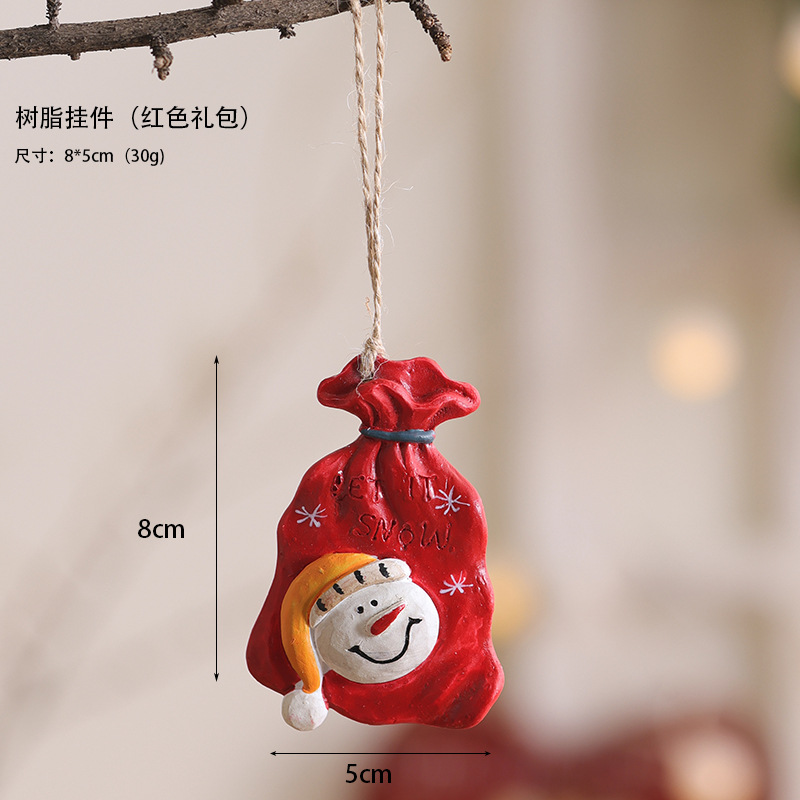 Nuevos colgantes de resina transfronterizos colgantes de decoración de árbol de Navidad para viejos muñecos de nieve bolsas de regalo de decoración de Navidad americana