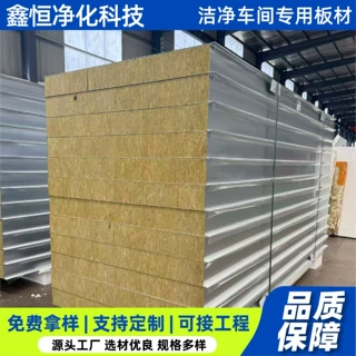 岩棉净化板无尘车间净化工程洁净板隔热防火保温板岩棉夹芯板