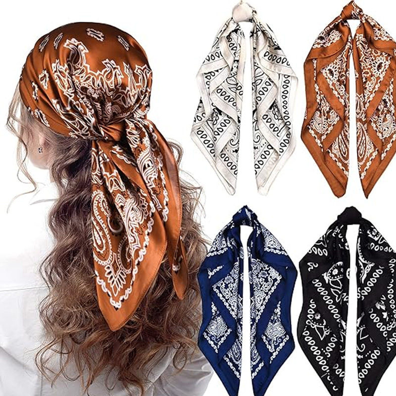 Pañuelos cuadrados de seda sintética al 70% para mujer, pañuelos de moda de anacardo, chales estilo europeo y americano_voghion.com