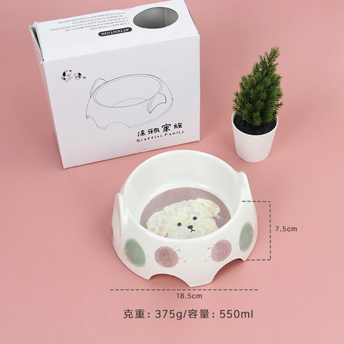 New pet bowl melamine dog bowl dog food bowl cute shape dog bowl cat bowl anti-knock over rice bowl cat drinking water bowl