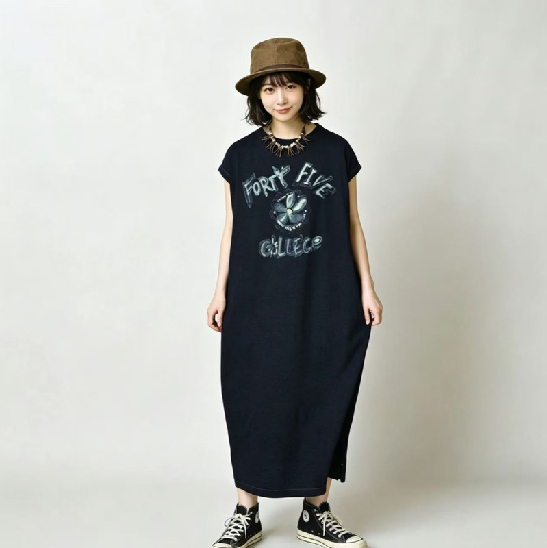 Original Factory Direct Supply of Foreign Trade Clothing Cc45R Side-Slit M-Style Short-Sleeved Long Dress Original Factory Direct Supply of Foreign Trade Clothing Cc45R Side-Slit M-Style Short-Sleeved Long Dress