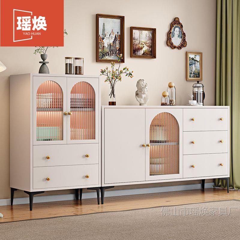 Cream Style Sideboard Cabinet Cupboard Tea Cabinet Nordic Style Living Room Storage Cabinet Wall-Mounted Multi-Functional Storage Cabinet