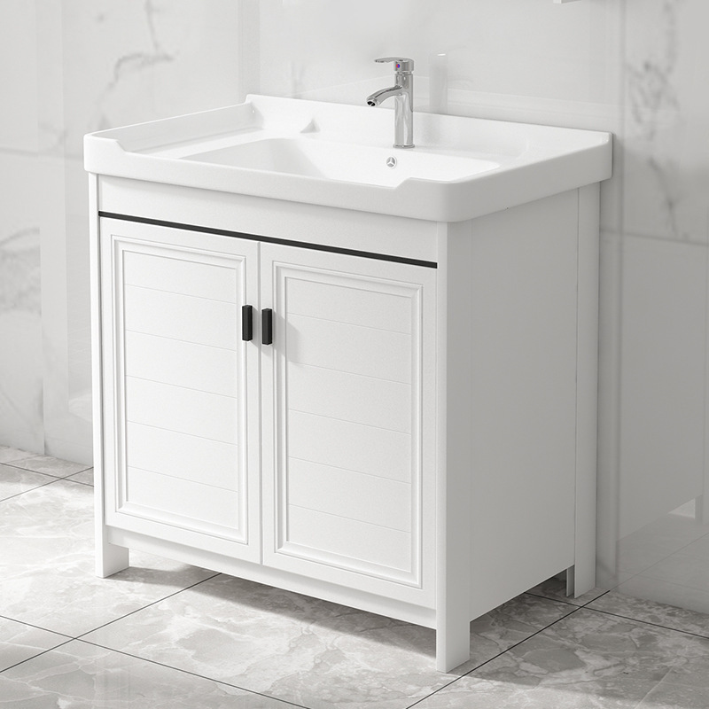 Space Aluminum Floor Type Wash Basin Bathroom Cabinet Cabinet Combination Toilet Washbasin Balcony Integrated Washstand Face Pool
