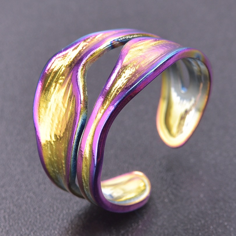 Simple Style Style PVD Coated Real Gold Plated 18K Gold Geometric 304 Stainless Steel Simple Style Waterproof Non Tarnish Open Ring
