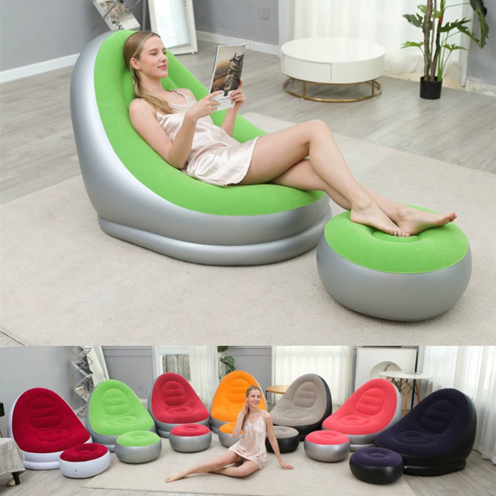 Трансграничный источник Фабрика ПВХ флокировка надувной диван ленивый диван шезлонг надувной подушки кресло отдыха спот оптом