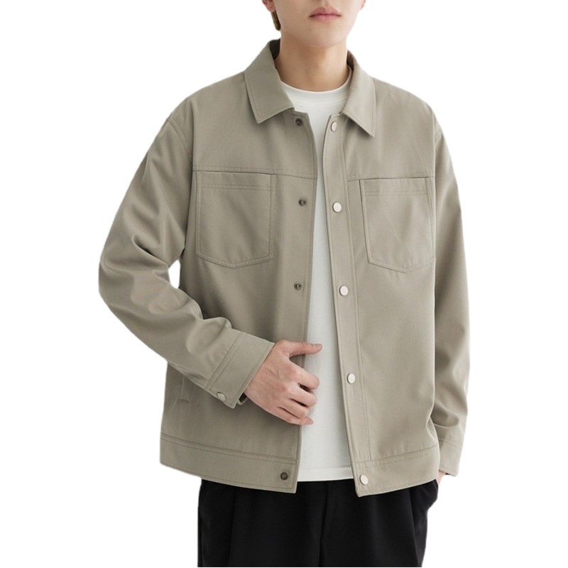 Chaqueta de Solapa Básica Simple de Color Sólido WOOG2005 para Hombre, Abrigo Informal Versátil de Moda Otoño 2025 para Hombre
