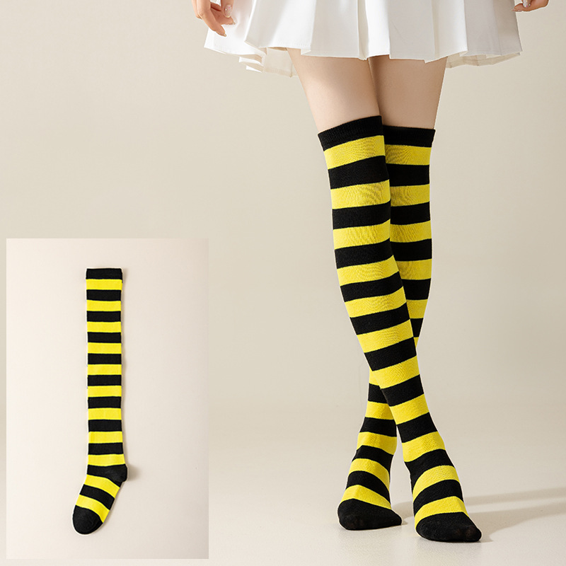 Calcetines Largos Bucaneras a Rayas para Mujer de Poliéster y Spandex, Absorción del Sudor, para Cosplay image 22