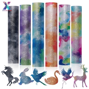 Xin textile embroidery cross-border DIY hot stamping clothing luggage glitter consumables glitter onion tie-dye lettering film HTV thermal transfer film