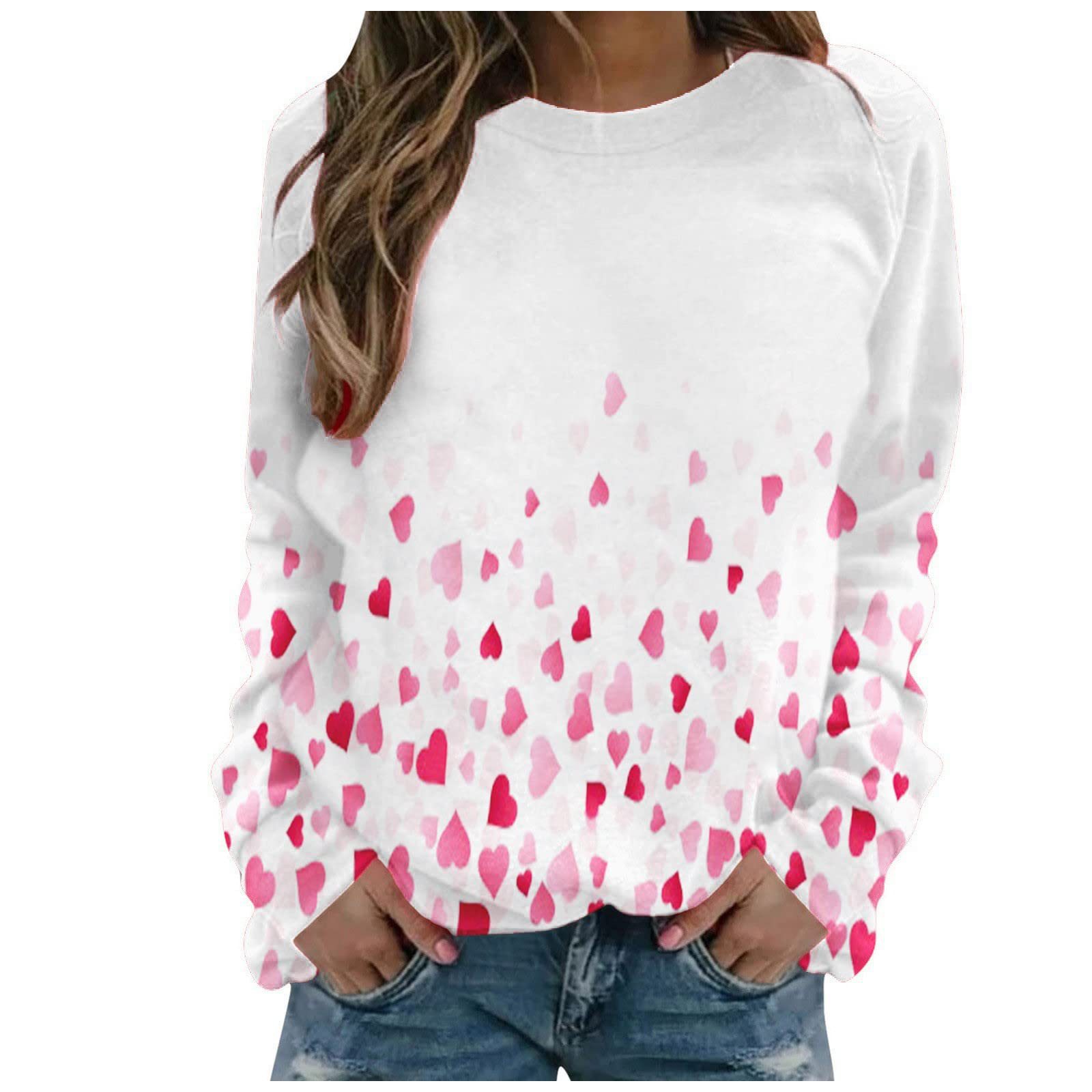 Pull ample à manches longues imprimé motif Saint-Valentin 2024 pour femmes_voghion.com