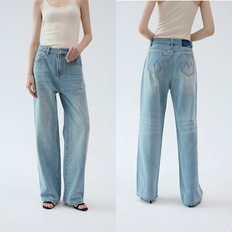25 Spring New Style Mo High-Waisted Retro Blue Leg-Lengthening Hyuna Style Floor-Length Pants Loose Slimming Look Wide-Leg Denim Pants for Women 25 Spring New Style Mo High-Waisted Retro Blue Leg-Lengthening Hyuna Style Floor-Length Pants Loose Slimming Look Wide-Leg Denim Pants for Women