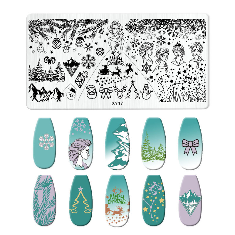美甲印花钢板爆款雪花圣诞 NailSteelPlate转印指甲模板工具批发|undefined
