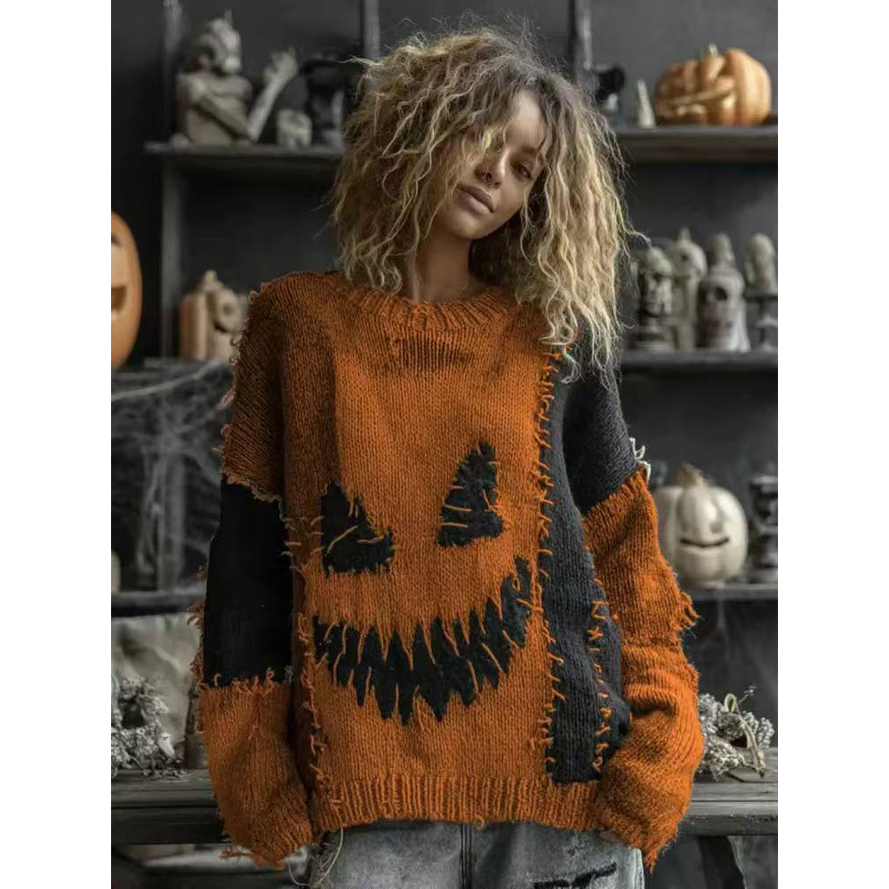 Navidad de Halloween transfronteriza procesamiento personalizado etiquetado fábrica de suéter de punto en el país y en el extranjero tamaño europeo al por mayor