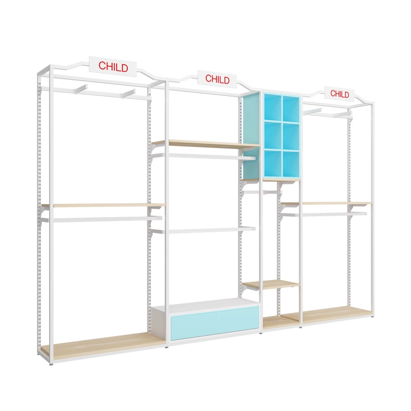 Tienda de ropa estante de exhibición tipo piso estante de ropa infantil creativo para madres y bebés juguetes estante de exhibición de leche en polvo