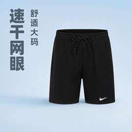 跨境亚马逊夏季男士中腰系绳速干网眼短裤大码休闲百搭沙滩短裤单