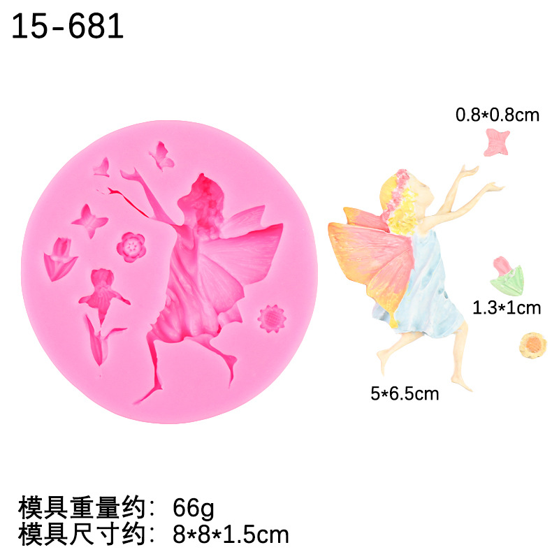 Pequeña flor hada estilo pastoral forma de hongo silicona fondant dibujos animados puerta de madera molde de pastel pastel decoración de chocolate epoxi