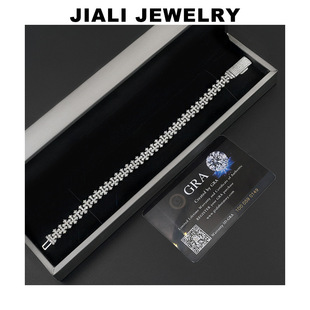 Cross-Border Aliexpress New 925 Silver Real Moissanite Cross Stitching Hip-Hop High-End Men's and Women's Tennis Chain