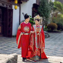 重工明制汉服婚服2025年新款中式嫁衣结婚礼服凤冠霞帔情侣款套装