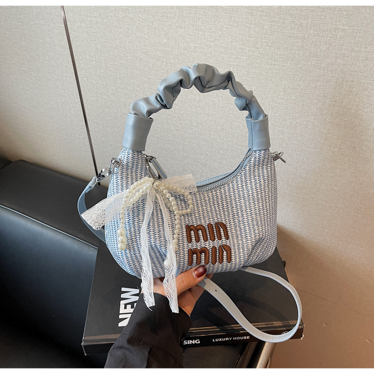 2025 Pleated handbag for Women's summer, a new niche design, trendy and fashionable, versatile woven single-shoulder crossbody bag undefined
