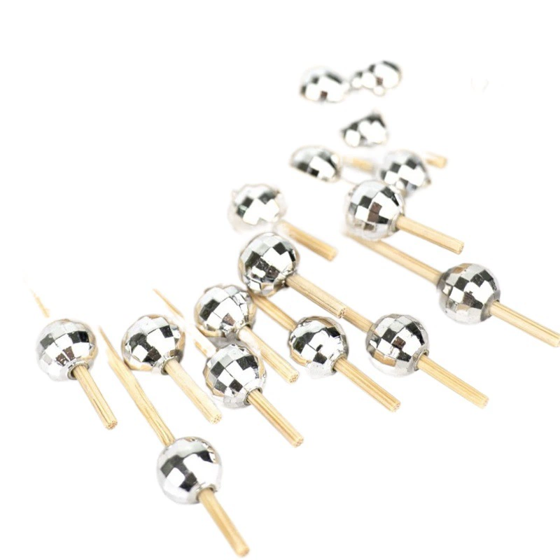 Красочные диско одноразовые фруктовые зубочистки десерт суши коктейль зубочистка декоративные золотые бусины серебряные бусины КТВ фрукты