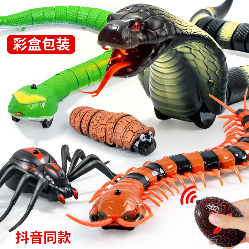 Shake the same paragraph trick toy snake simulation centipede electric remote control decompression spoof trick spider plastic fake snake