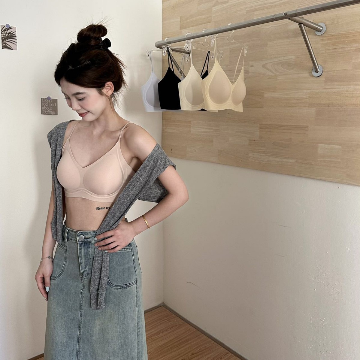 2218 # Ropa interior de gelatina líquida de piel de leche con sensación de hielo para mujer, fresco, transpirable y cómodo, correa fina para el hombro, sujetador de pecho pequeño