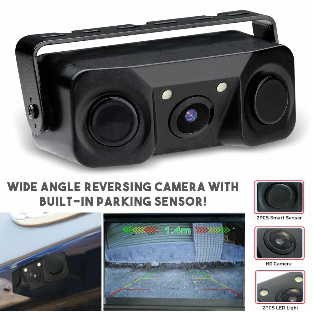 Hd 7inch Rearview Mirror Monitor + 3-in-1 Parking Radar Sensor Reversing Camera Rear View
