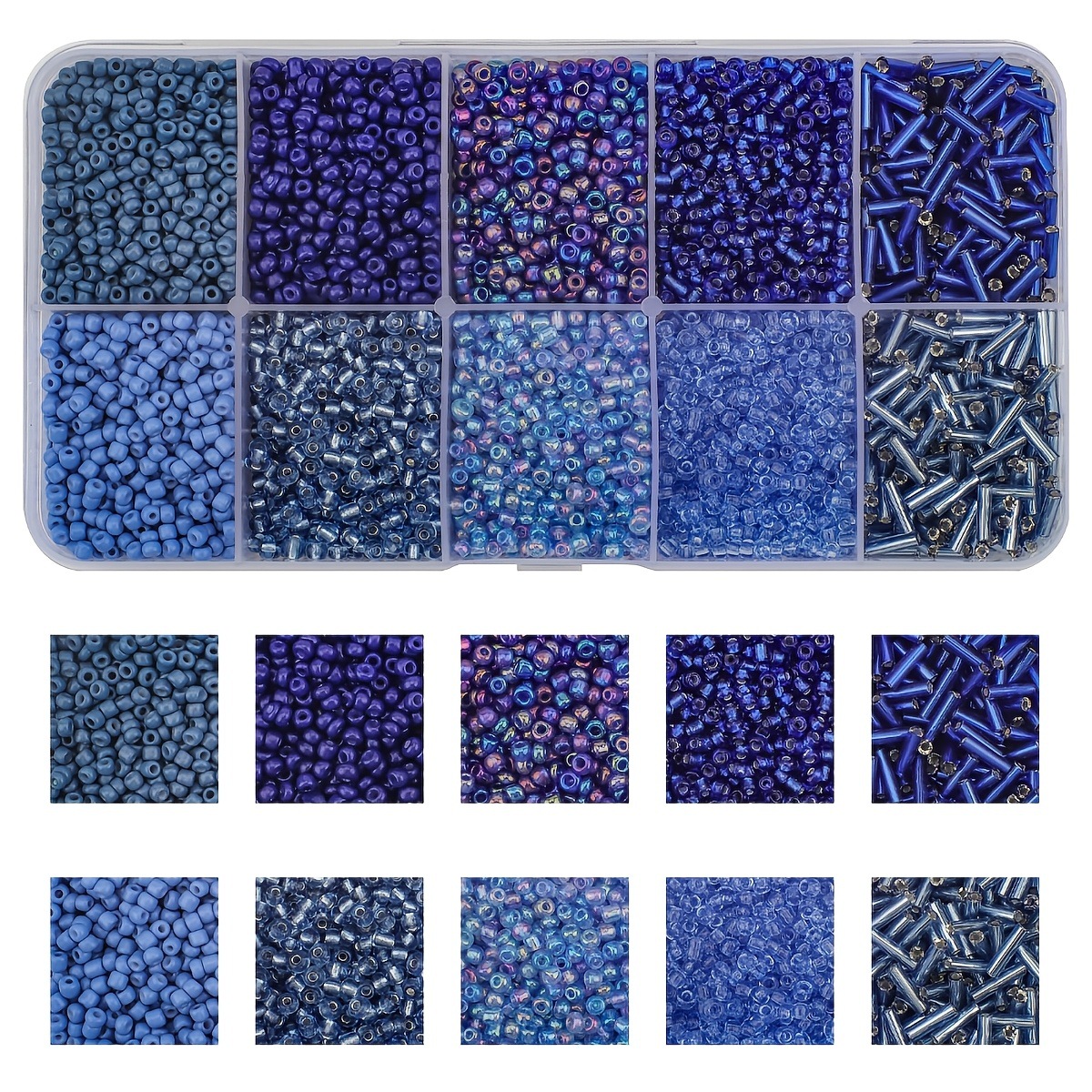 Cuentas de arroz 10 cuadrícula multicolor caja clásica de cuentas sueltas sequinilla pulsera pendientes DIY accesorios joyería al por mayor