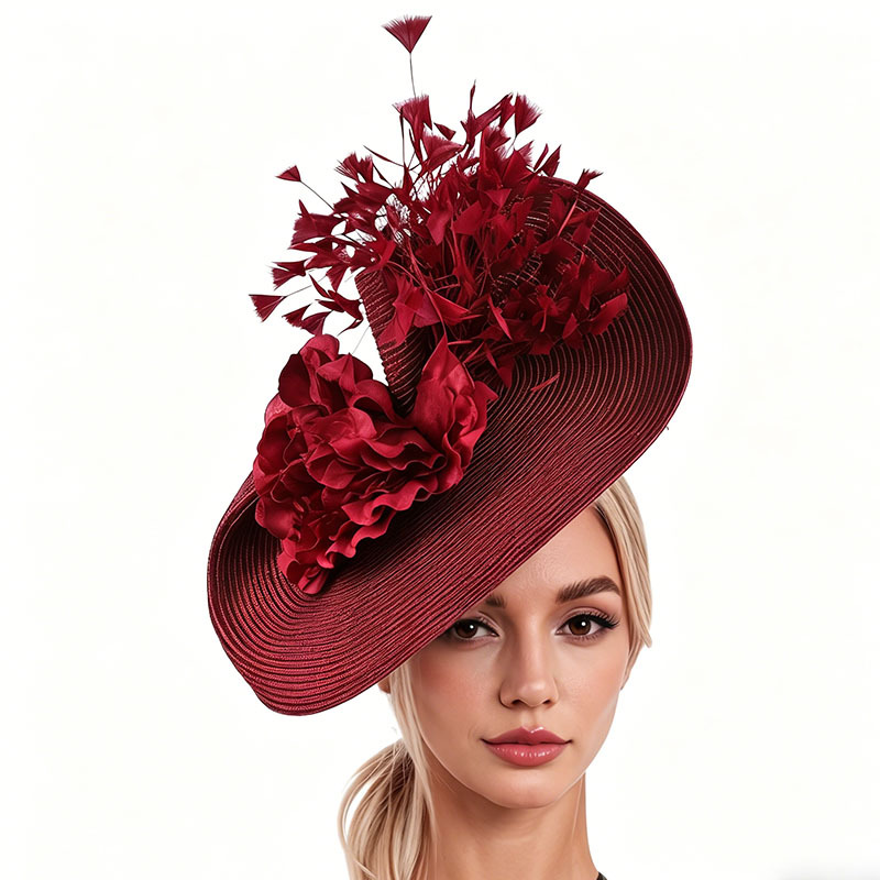 Cross-Border European and American Floral Feather Hats for Horse Racing, Banquets, and Elegant Vintage Bridal Headpieces, Direct from the Source Factory Wholesale