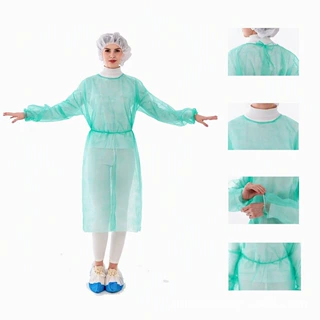 现货一次性无纺布隔离衣加厚工作服防尘反穿衣纹绣美容实验防护服