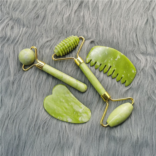 Jade Roller Powder Crystal Roller Serpentine Roller New Mountain Jade Roller Facial Jade Roller Massager Set