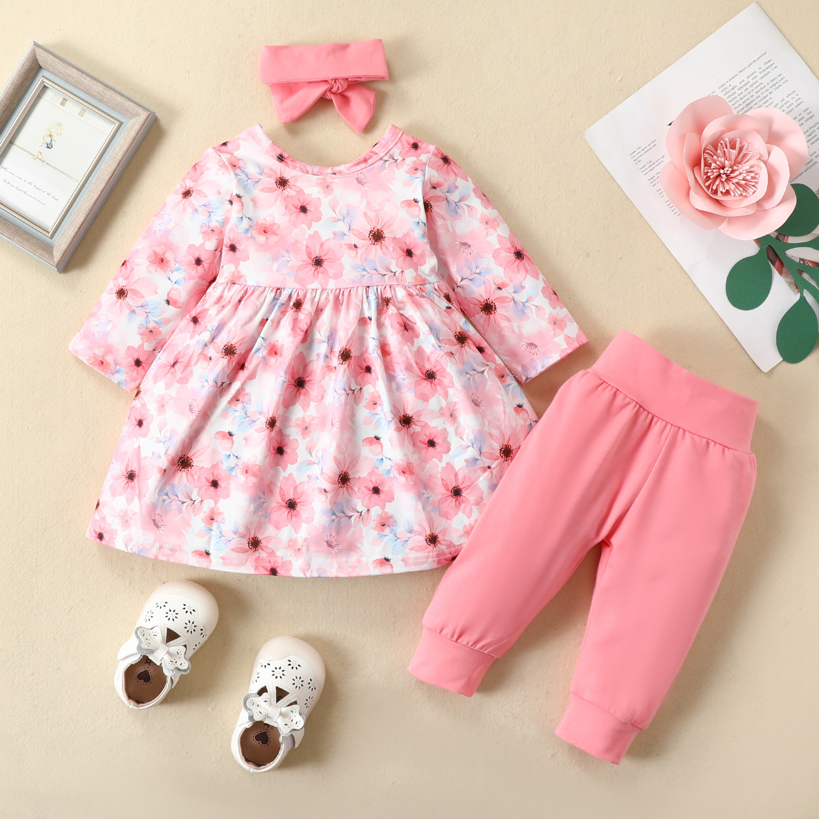 Fashion Flower Cotton Baby Clothing Sets display picture 17