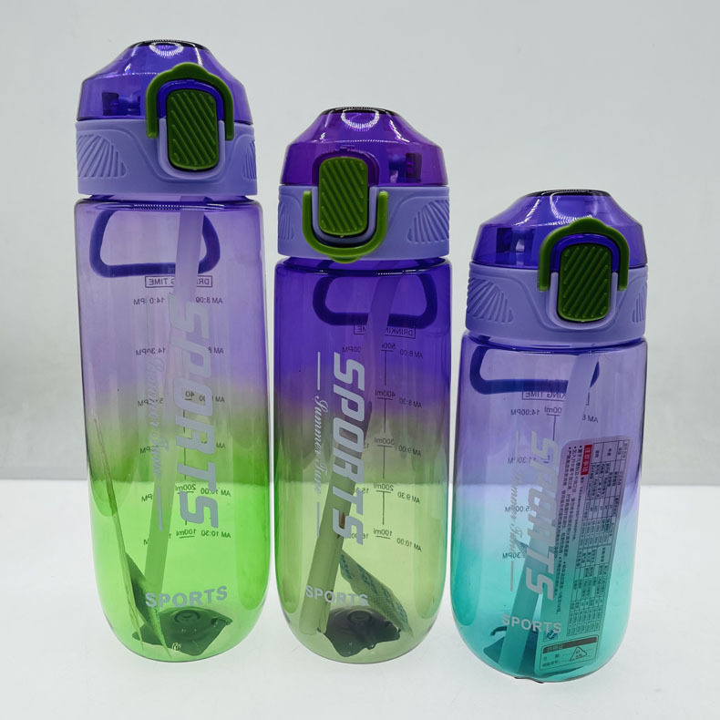 Baijia nuevo 5025 Comercio exterior gradiente de color espacio taza 750ml cubierta de rebote taza de deportes al aire libre portátil taza de agua